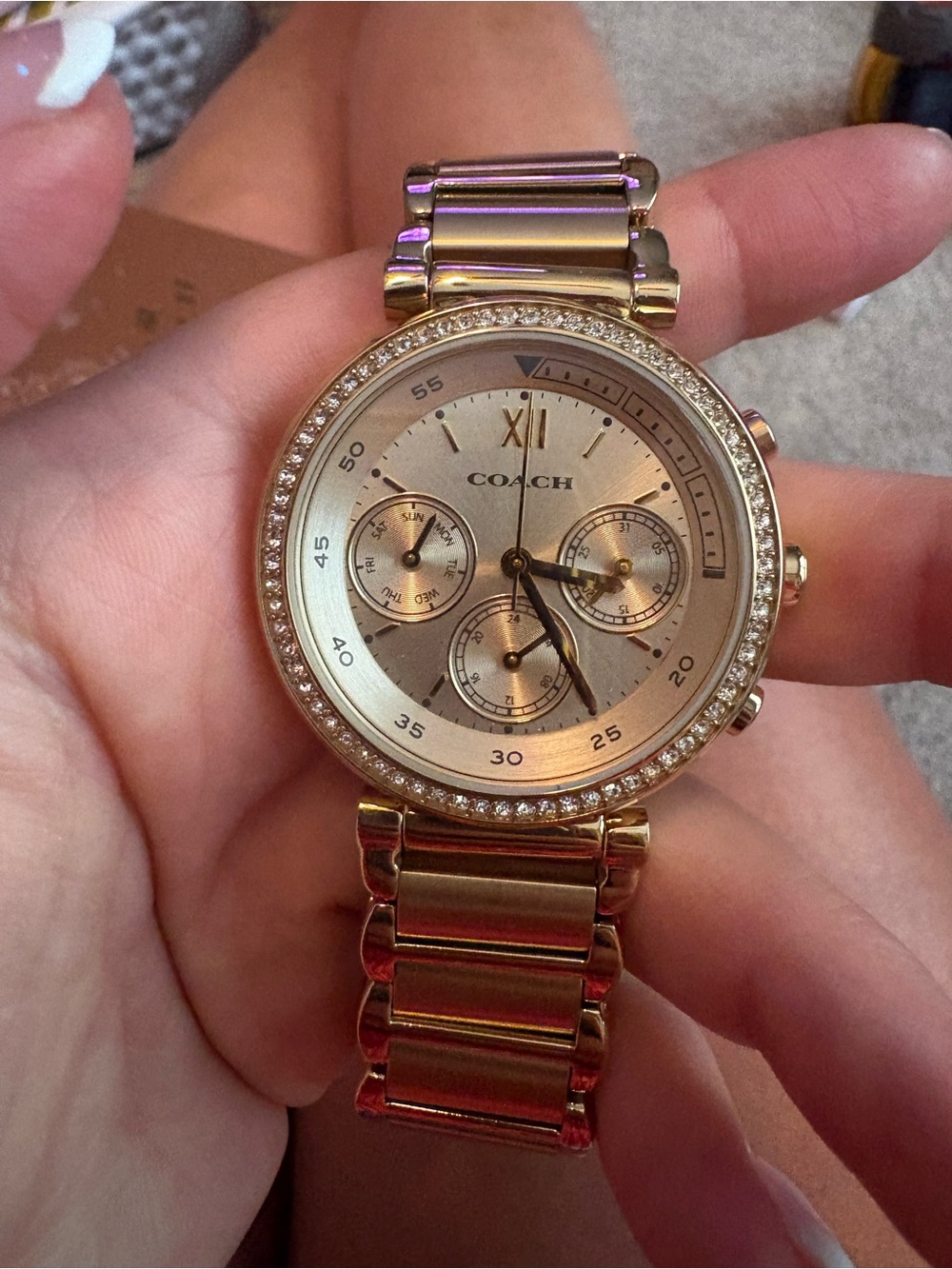 Coach Gold-Tone Crystal Accent Women's Bracelet Watch